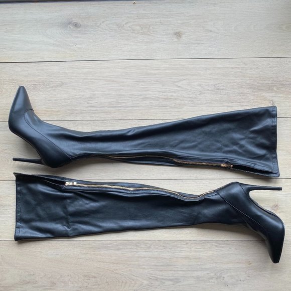 Azalea Wang Vegan Leather Thigh High Stiletto Boots 8​ - Picture 2 of 15